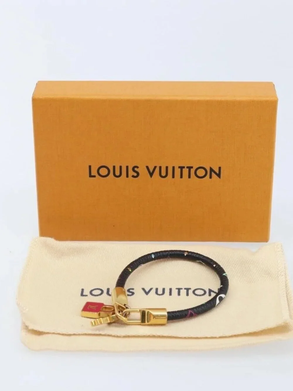 LOUIS VUITTON Multicolor Bra Rubbed Lach It Bracelet Black M6603F Auth ka2772M - Picture 12 of 13